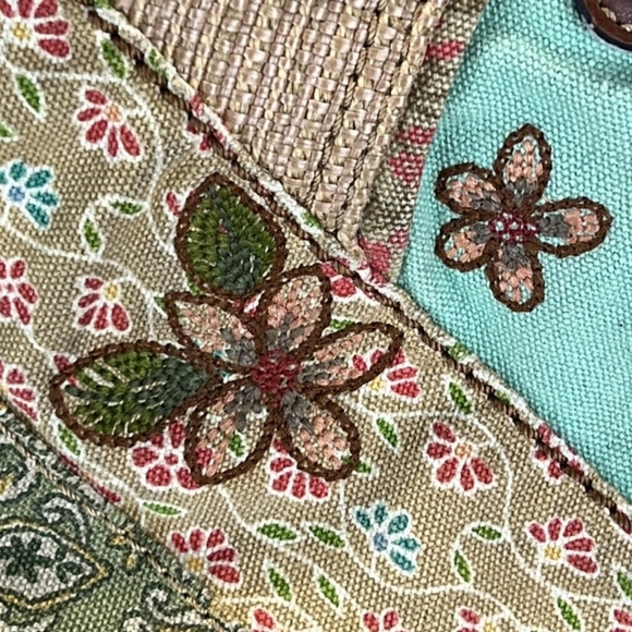 Fossil Patchwork Boho Hobo Satchel Handbag - Picture 10 of 11